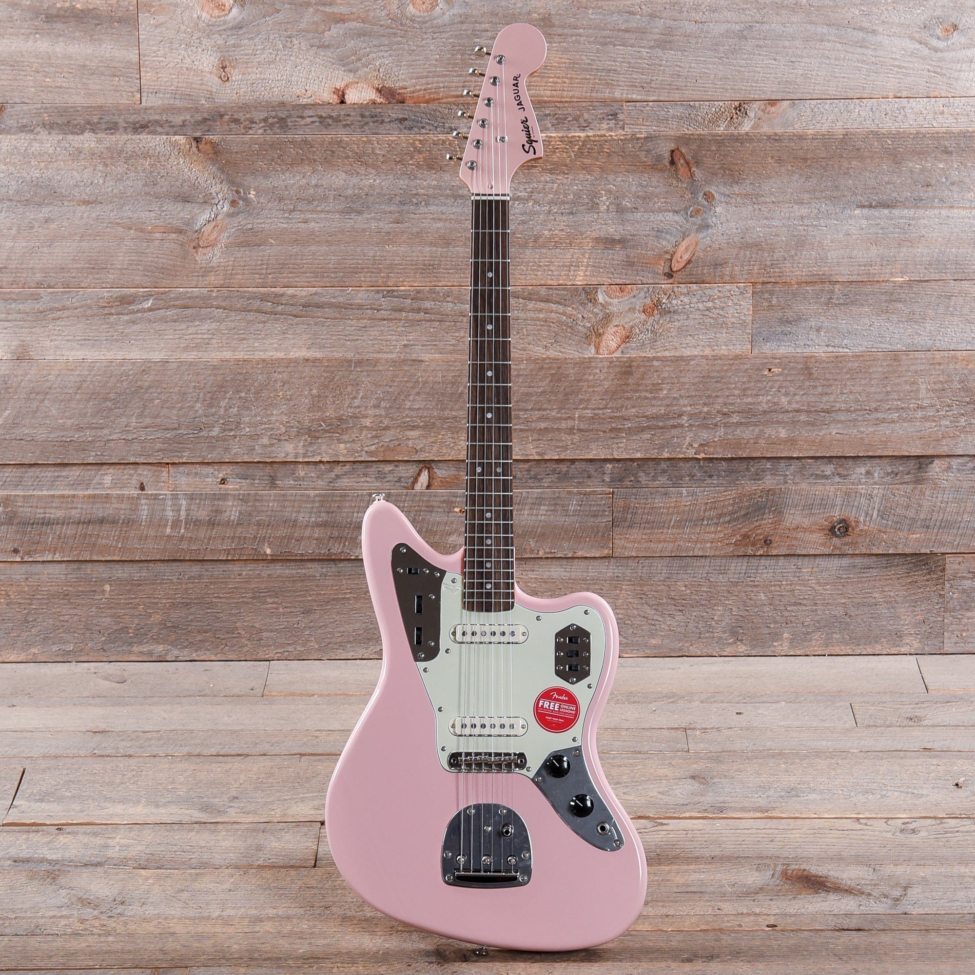 Squier Classic Vibe '60s Jaguar Shell Pink w/Matching Headcap & 3-Ply Mint Pickguard Electric Guitars / Solid Body