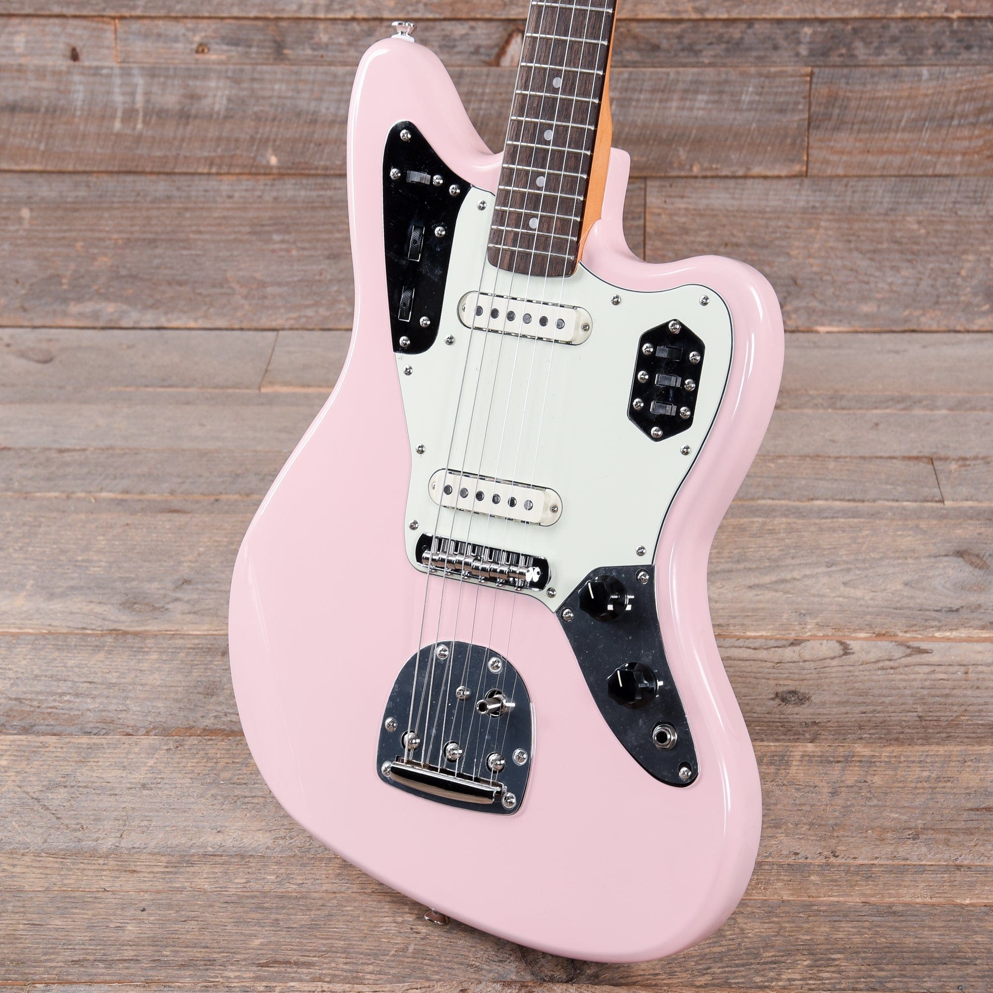 Squier Classic Vibe '60s Jaguar Shell Pink w/Matching Headcap & 3-Ply Mint Pickguard Electric Guitars / Solid Body