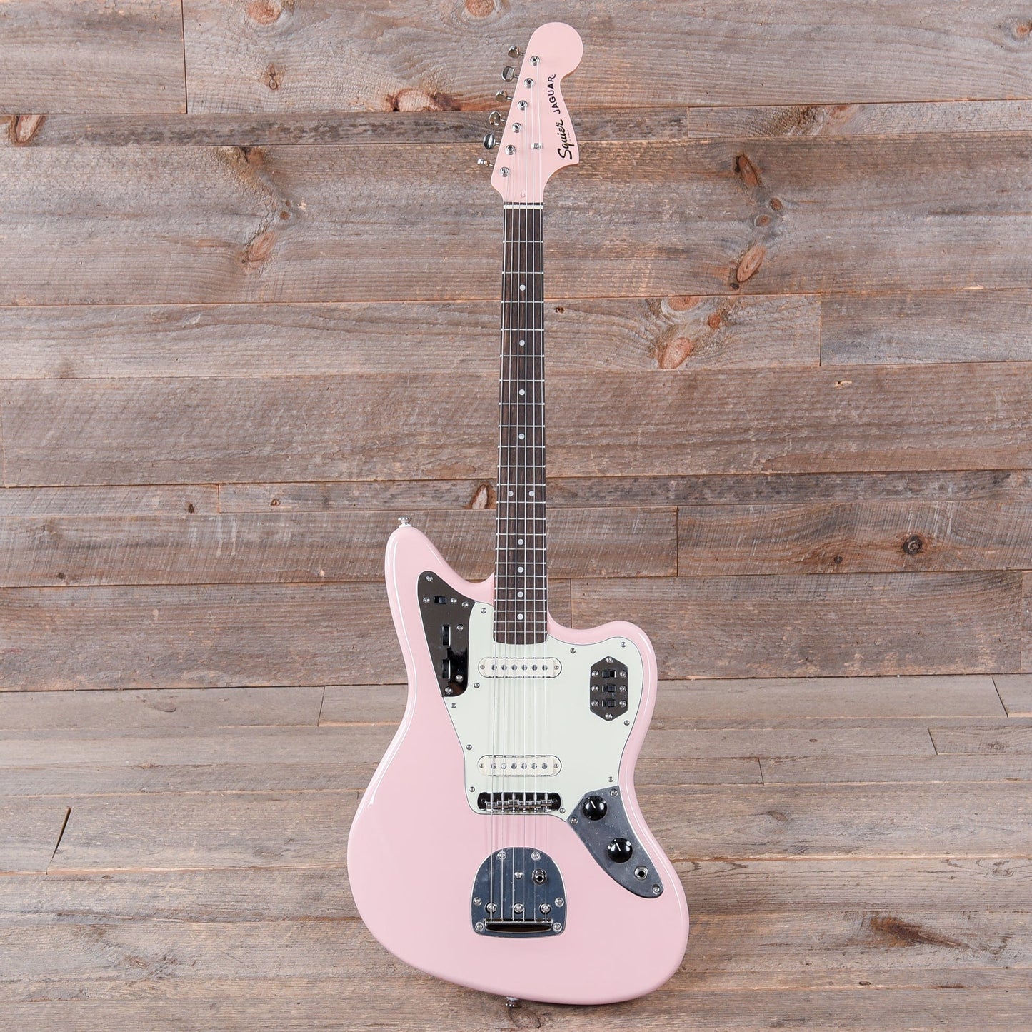 Squier Classic Vibe '60s Jaguar Shell Pink w/Matching Headcap & 3-Ply Mint Pickguard Electric Guitars / Solid Body