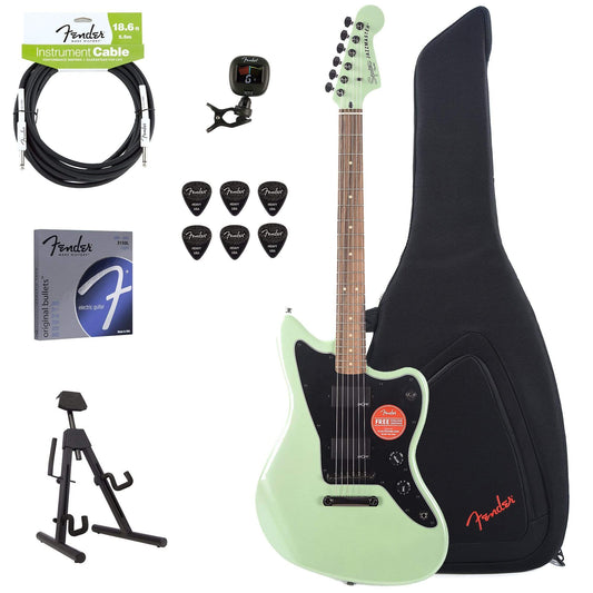 Squier Contemporary Active Jazzmaster Stoptail Surf Pearl w/Fender Gig Bag, Stand, Cable, Tuner, Picks and Strings Electric Guitars / Solid Body