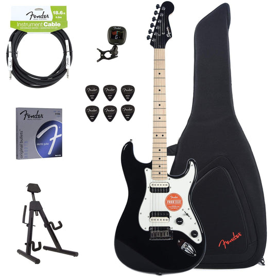 Squier Contemporary Stratocaster HH MN Black Metallic w/Fender Gig Bag, Stand, Cable, Tuner, Picks and Strings Electric Guitars / Solid Body