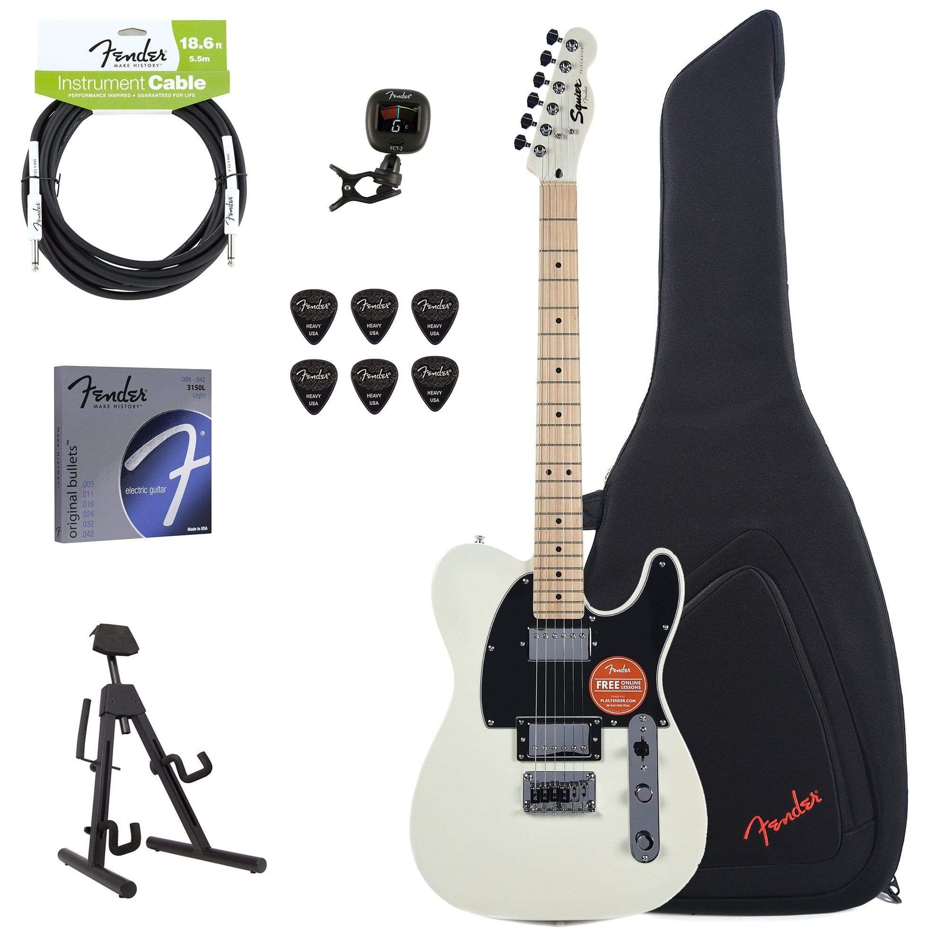 Squier Contemporary Telecaster HH Pearl White w/Fender Gig Bag, Stand, Cable, Tuner, Picks and Strings Electric Guitars / Solid Body