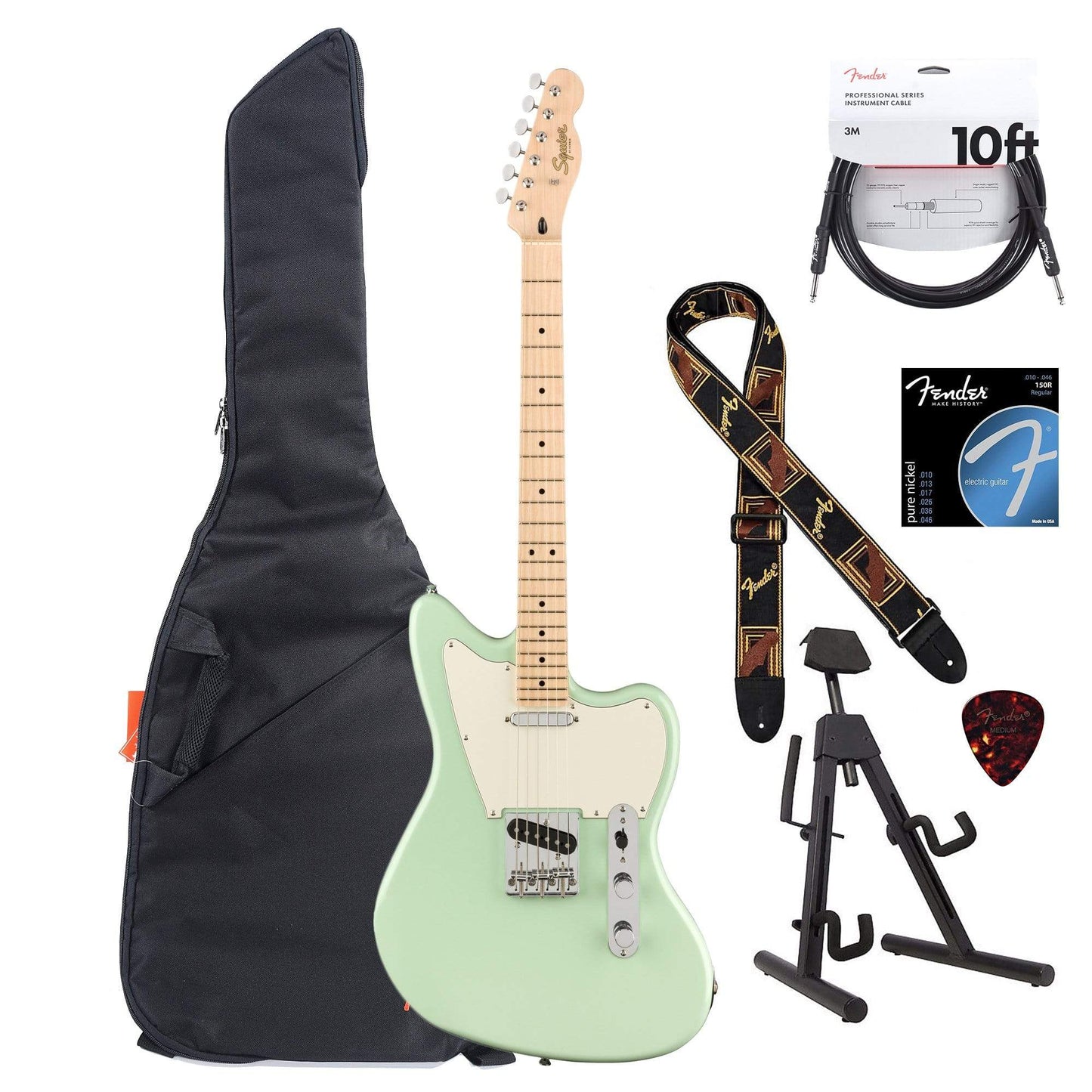 Squier Paranormal Offset Telecaster MN Surf Green Essentials Bundle Electric Guitars / Solid Body
