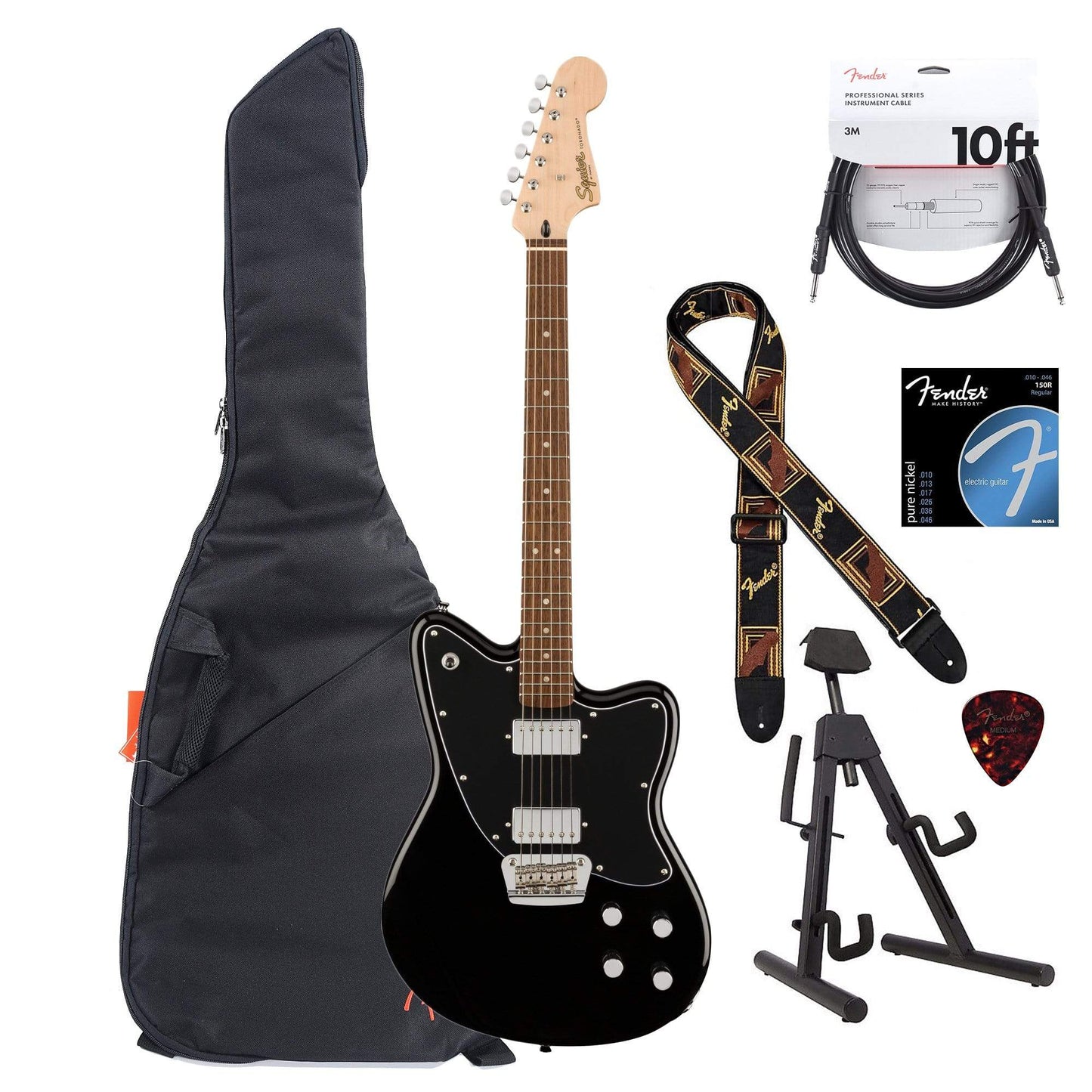 Squier Paranormal Toronado LRL Black Essentials Bundle Electric Guitars / Solid Body