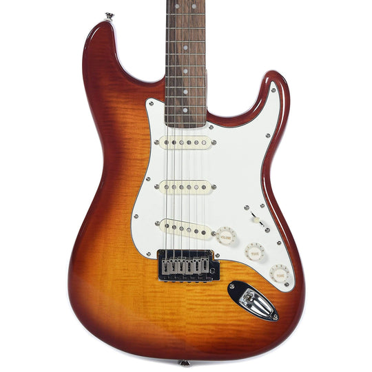 Squier Standard Stratocaster Flame Maple Top Amber Burst Electric Guitars / Solid Body
