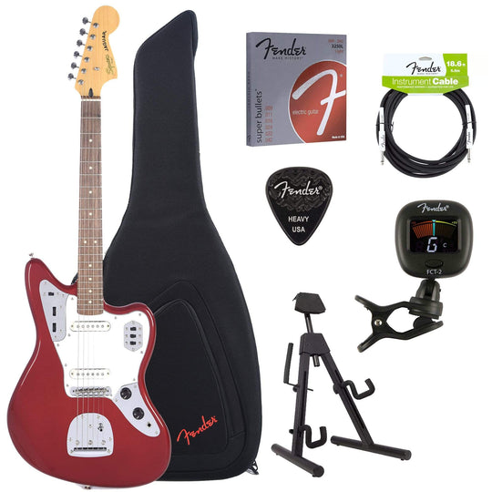 Squier Vintage Modified Jaguar Candy Apple Red w/Fender Gig Bag, Stand, Cable, Tuner, Picks and Strings Electric Guitars / Solid Body