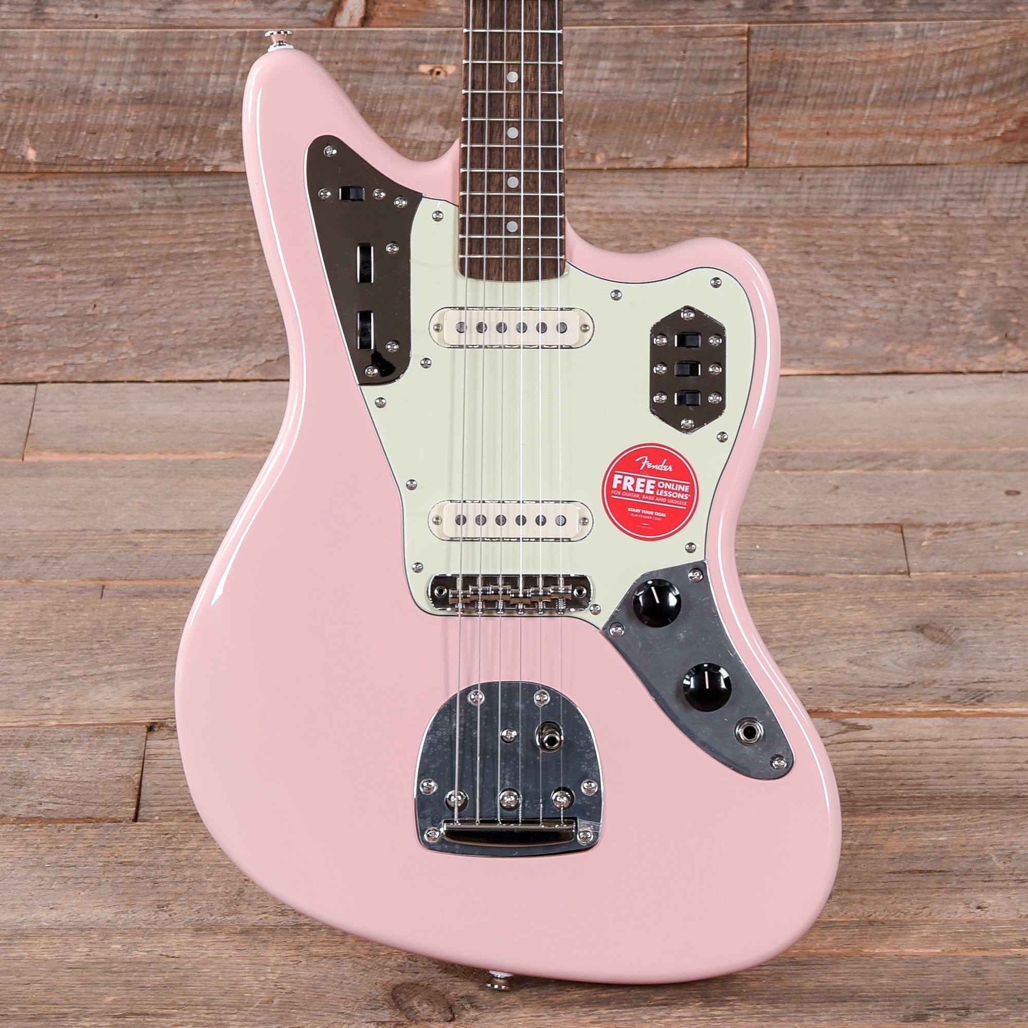 Squier Classic Vibe '60s Jaguar Shell Pink w/Matching Headcap & 3-Ply Mint Pickguard