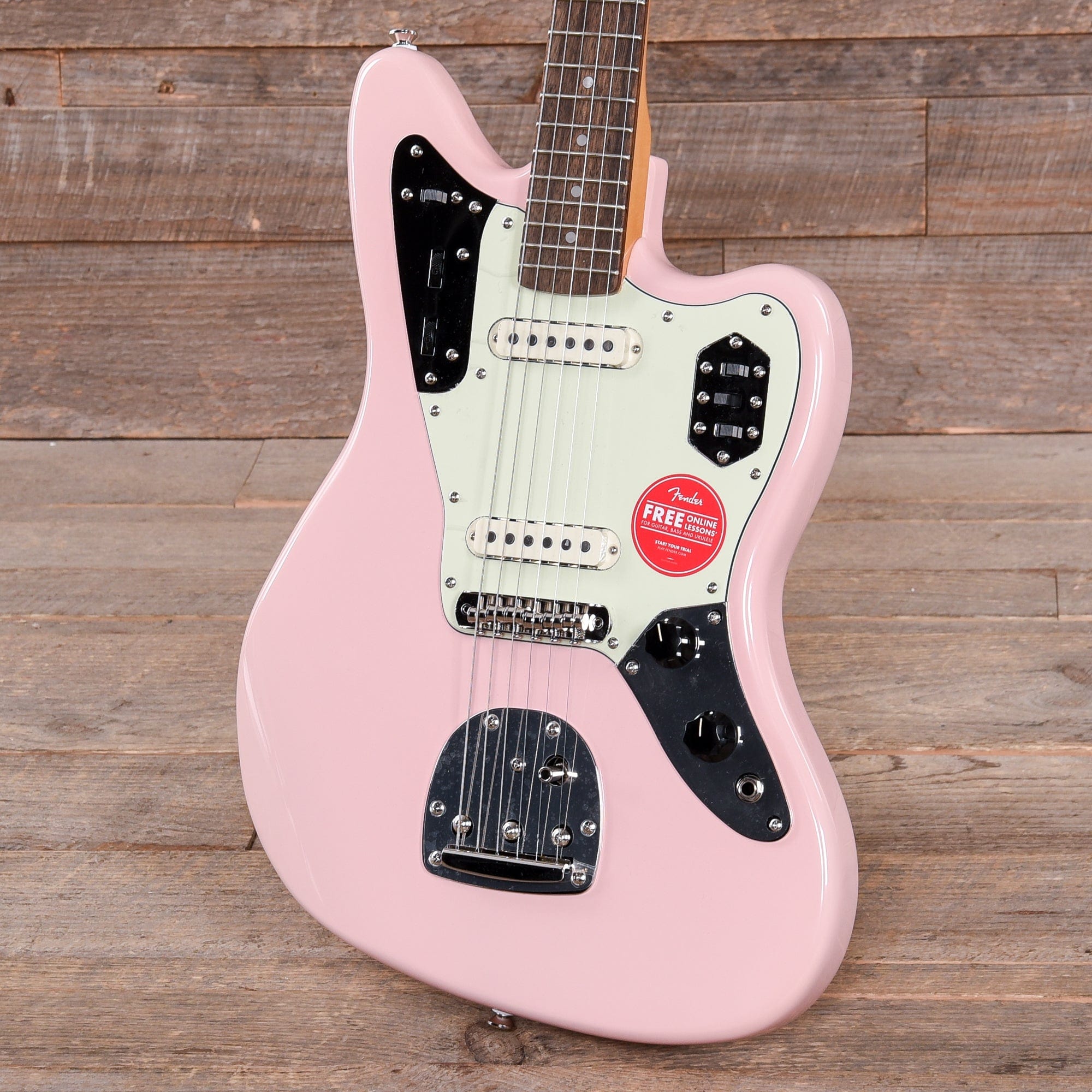 Squier Classic Vibe '60s Jaguar Shell Pink w/Matching Headcap & 3-Ply Mint Pickguard