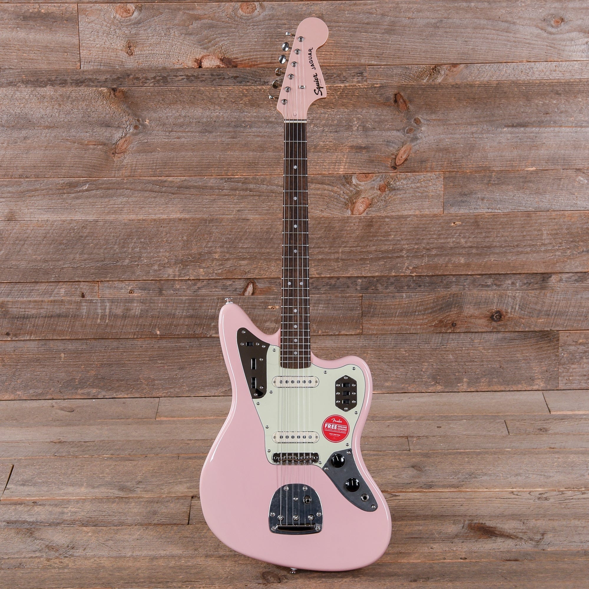 Squier Classic Vibe '60s Jaguar Shell Pink w/Matching Headcap & 3-Ply Mint Pickguard