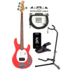 Sterling by Music Man S.U.B. Series StingRay Fiesta Red w/Guitar Stand, Tuner and 10' Cable Bundle Bass Guitars / 4-String