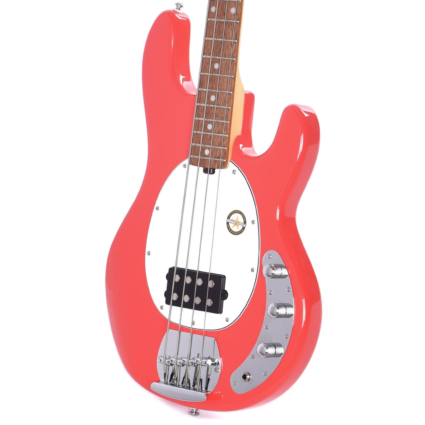 Sterling by Music Man S.U.B. Series StingRay Fiesta Red w/Guitar Stand, Tuner and 10' Cable Bundle Bass Guitars / 4-String