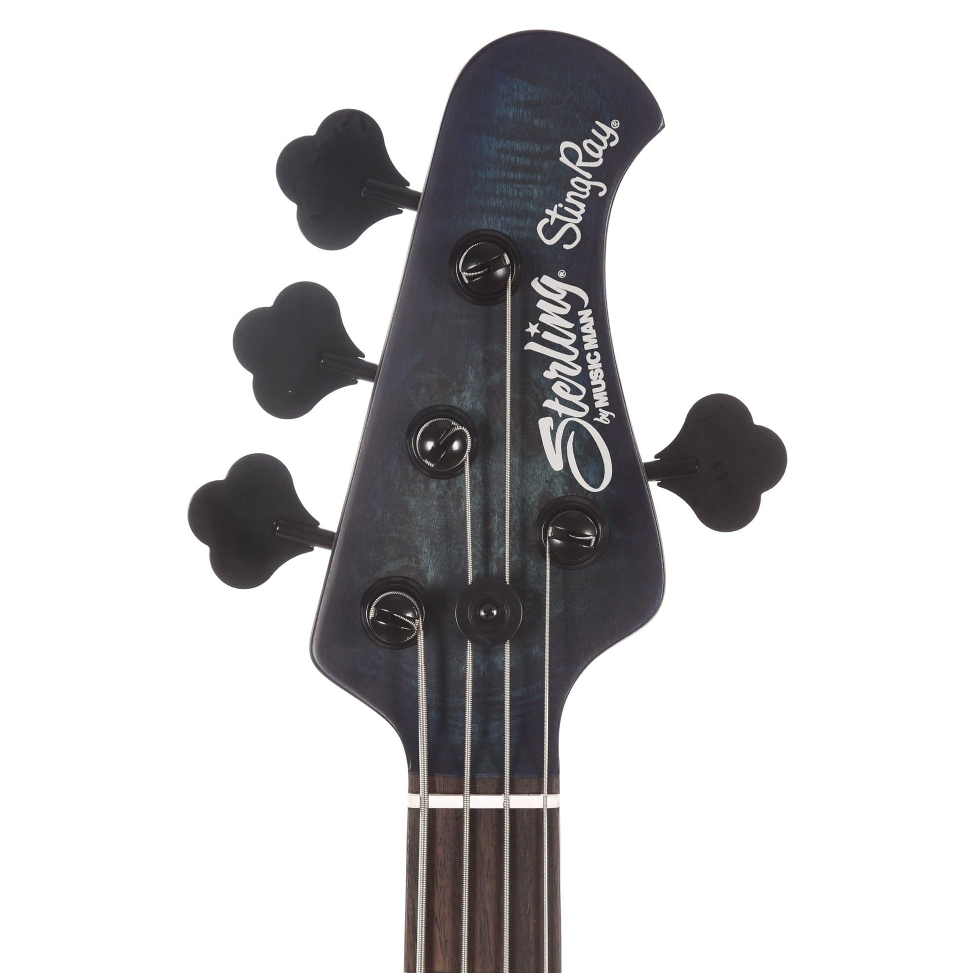 Sterling by Music Man StingRay Poplar Burl Top Neptune Blue Satin Bass Guitars / 4-String