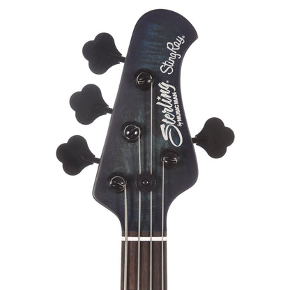 Sterling by Music Man StingRay Poplar Burl Top Neptune Blue Satin Bass Guitars / 4-String