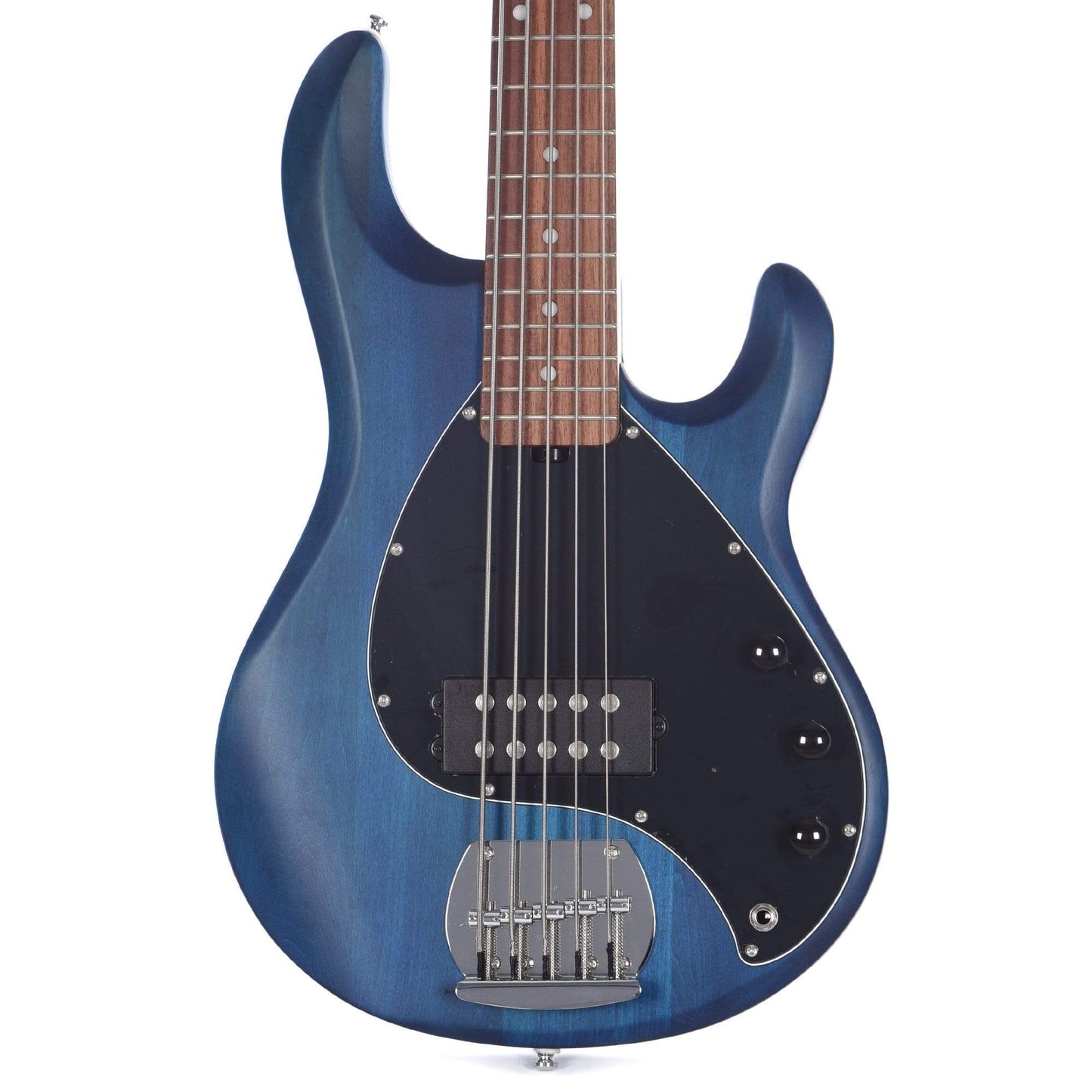 Sterling by Music Man S.U.B. Series StingRay5 5-String Trans Blue Satin w/Guitar Stand, Tuner and 10' Cable Bundle Bass Guitars / 5-String or More