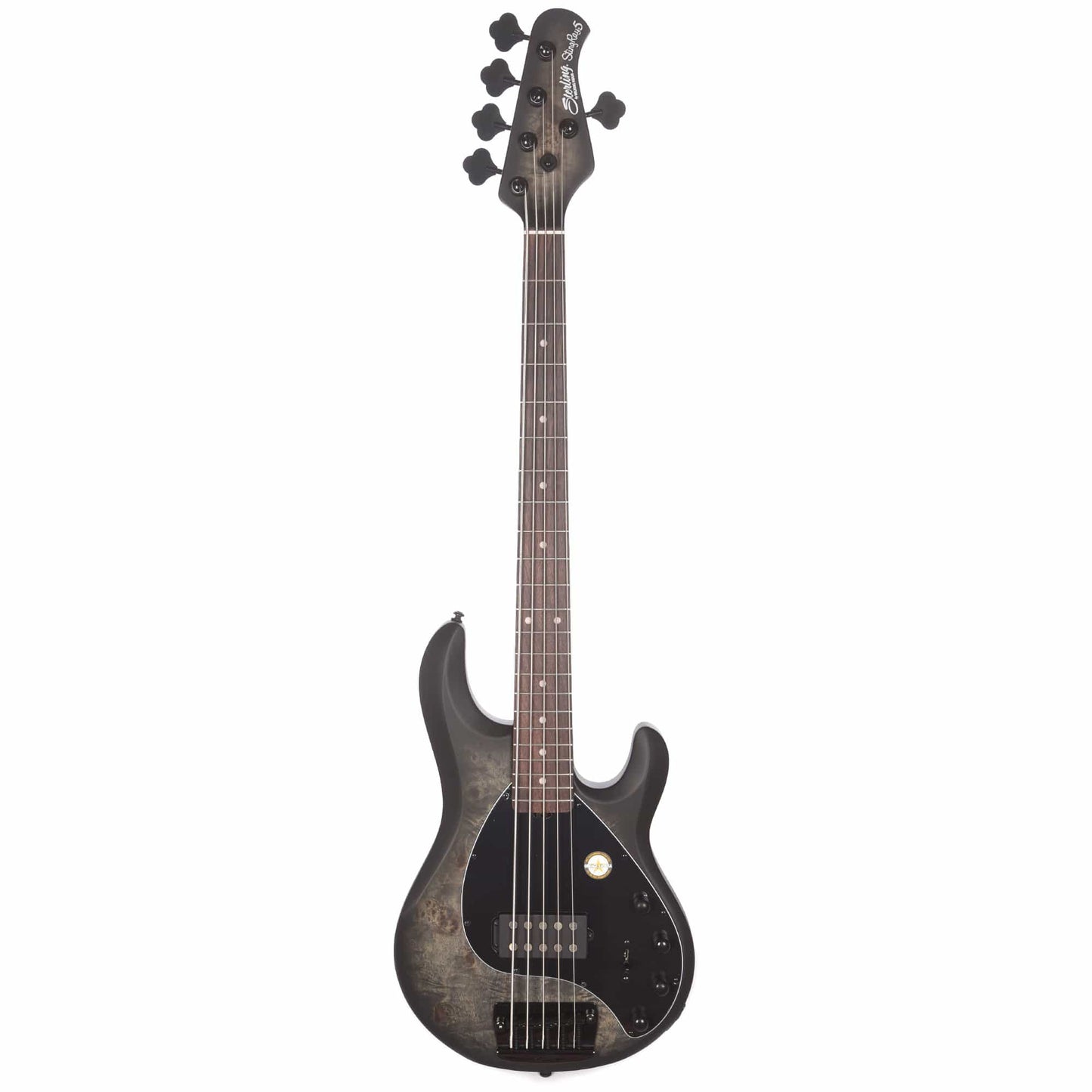 Sterling by Music Man StingRay5 5-String Burl Top Trans Black Satin Bass Guitars / 5-String or More
