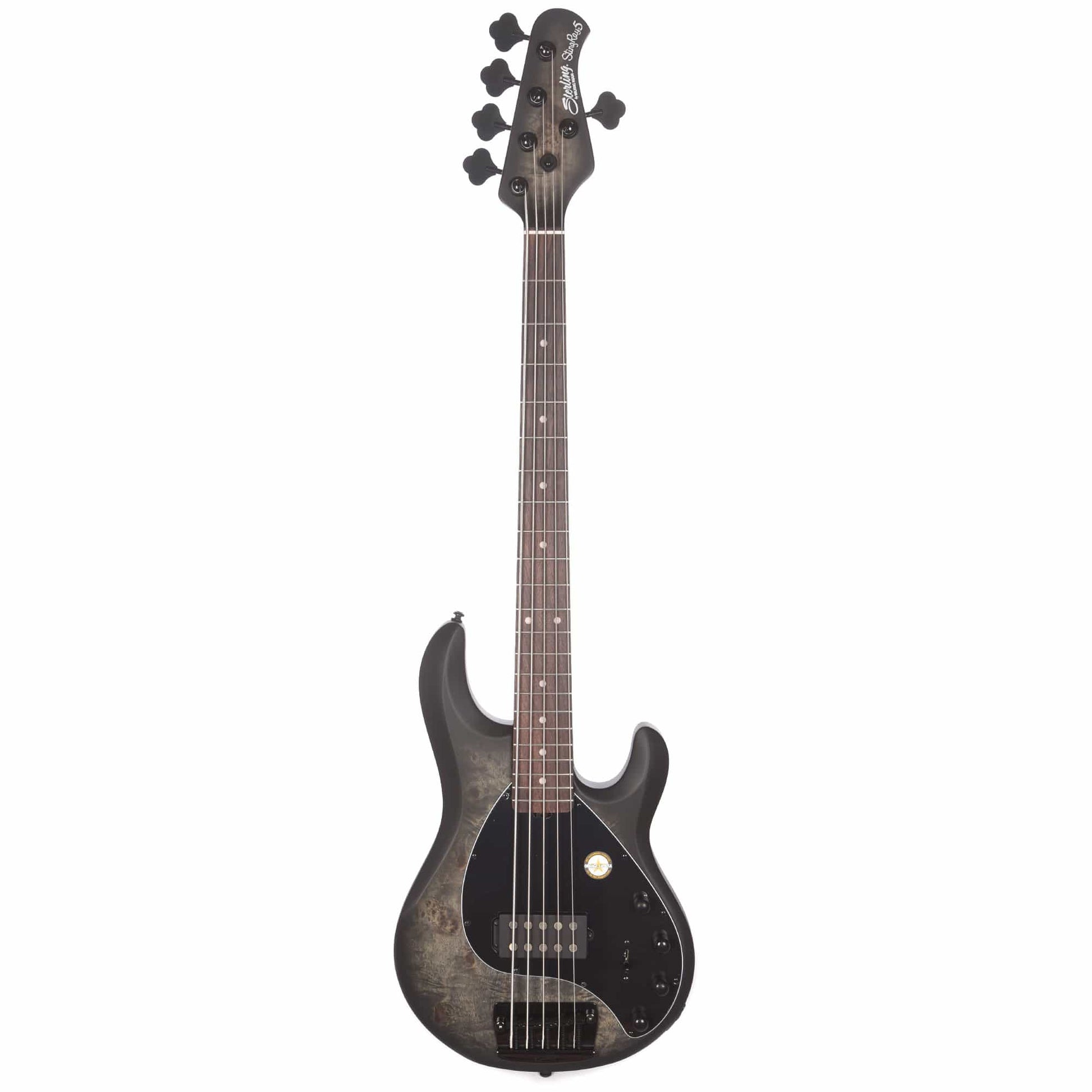 Sterling by Music Man StingRay5 5-String Burl Top Trans Black Satin Bass Guitars / 5-String or More