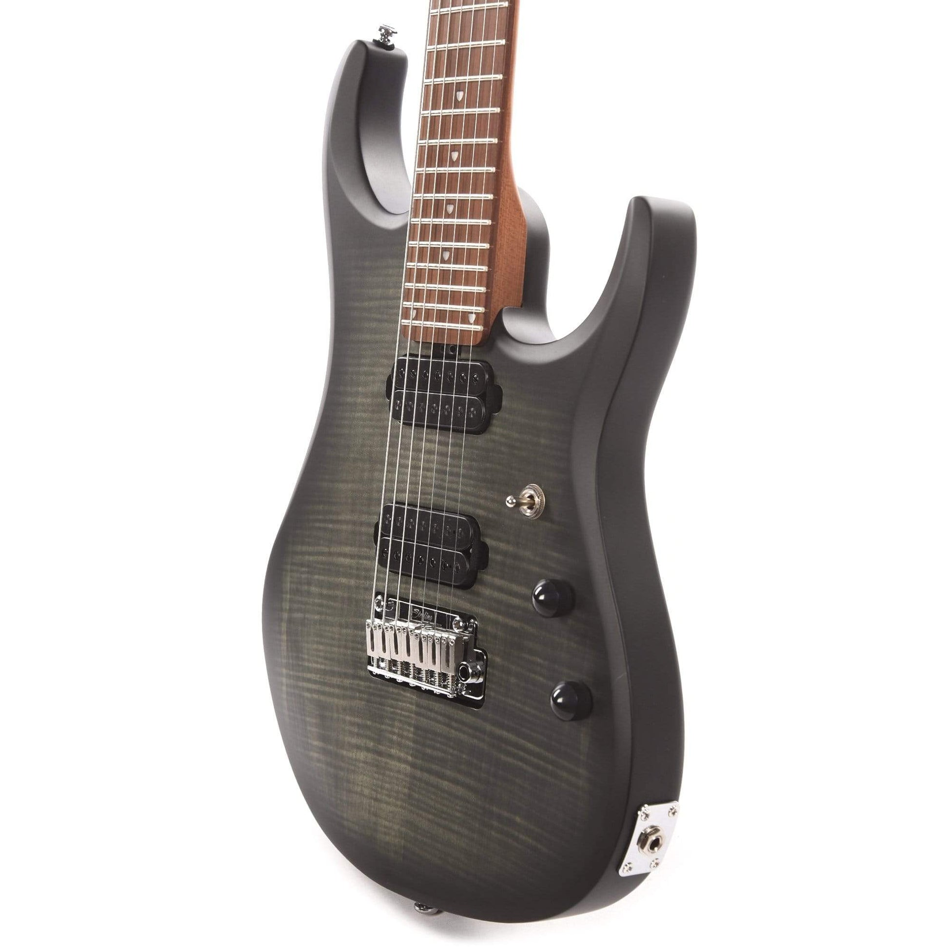 Sterling by Music Man JP15 7 Flame Maple Top Trans Black Satin Electric Guitars / Solid Body