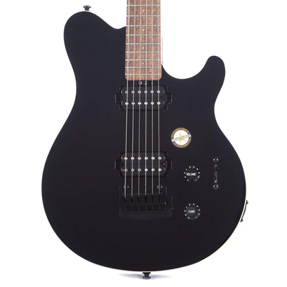Sterling by Music Man S.U.B. Series Axis Black with White Body Binding w/Guitar Stand, Tuner and 10' Cable Bundle Electric Guitars / Solid Body