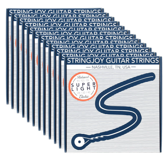 Stringjoy Electric Balanced Super Light Gauge 9-42 12 Pack Bundle Accessories / Strings / Guitar Strings