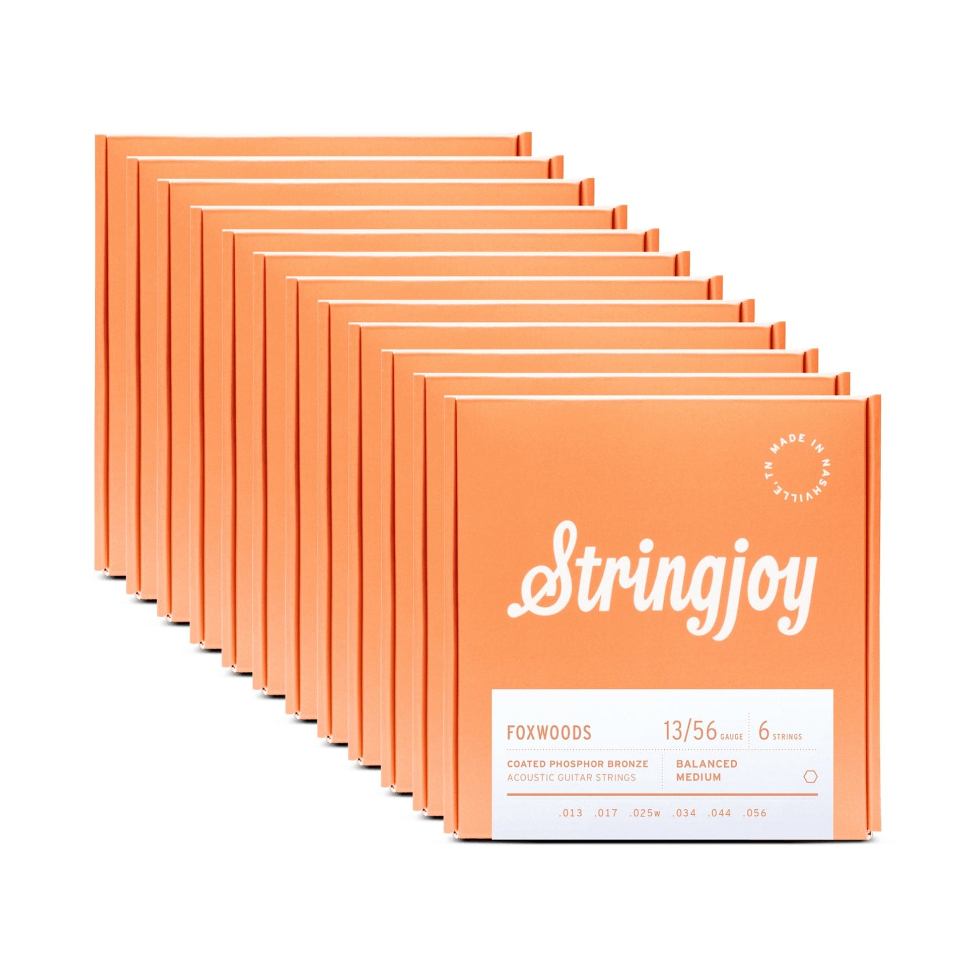 Stringjoy Foxwoods Acoustic Coated Phosphor Bronze Medium Gauge 13-56 12 Pack Bundle Accessories / Strings / Guitar Strings