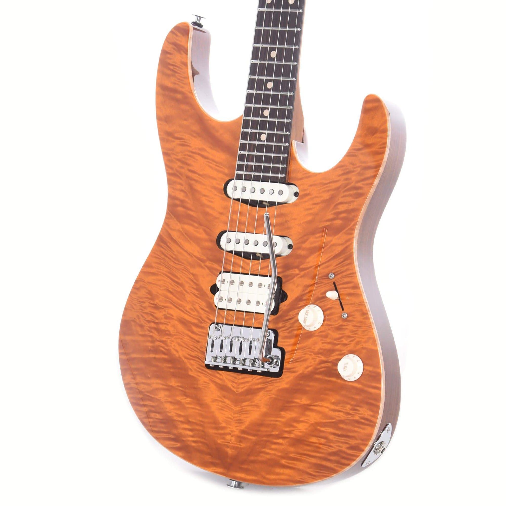 Suhr Custom "CME Spec" Modern HSS Waterfall Burl Maple Trans Amber Electric Guitars / Solid Body