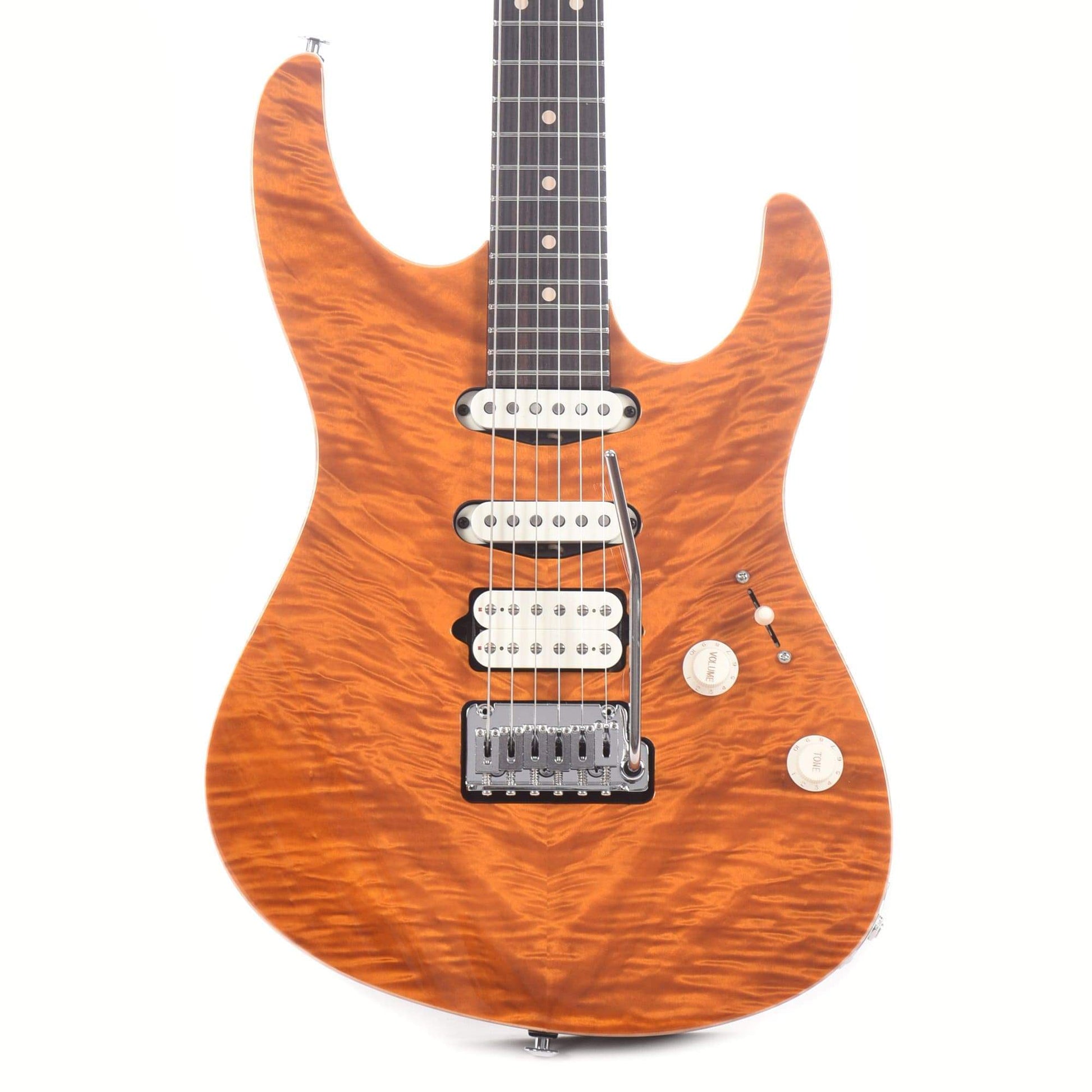 Suhr Custom "CME Spec" Modern HSS Waterfall Burl Maple Trans Amber Electric Guitars / Solid Body