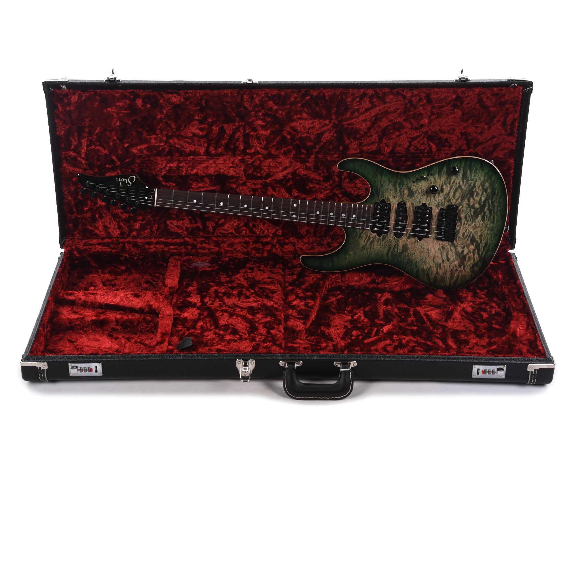 Suhr Custom Modern HSH Quilted Maple Faded Transparent Green Burst w/Roasted Flame Maple Neck Electric Guitars / Solid Body