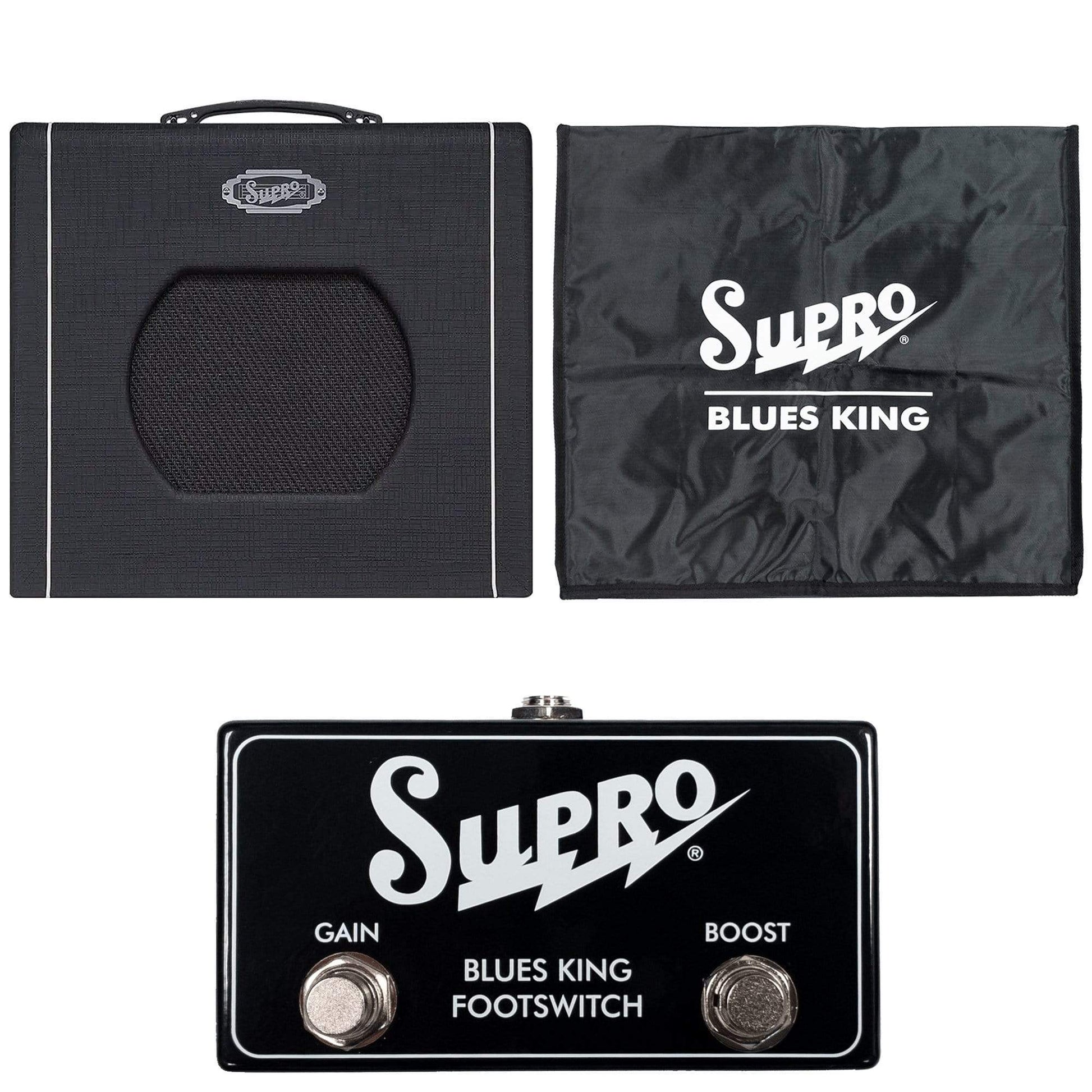 Supro Blues King 12 15-Watt 1X12 Combo Amp w/Spring Reverb, Custom BK12 Speaker, Amp Cover and Footswitch Bundle Amps / Guitar Combos