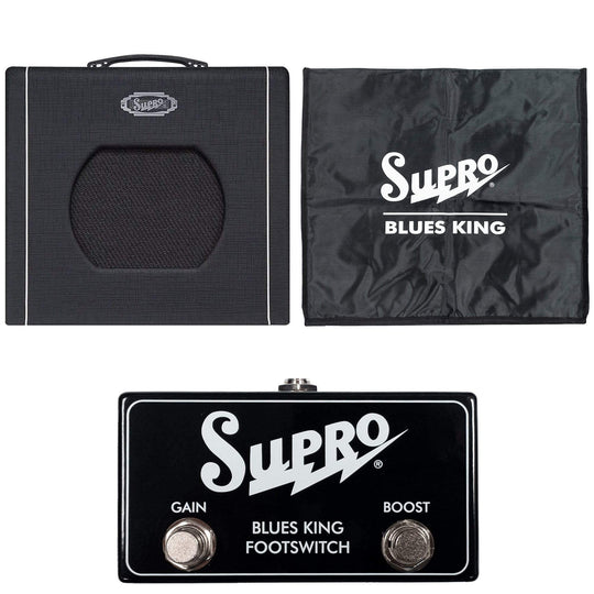 Supro Blues King 12 15-Watt 1X12 Combo Amp w/Spring Reverb, Custom BK12 Speaker, Amp Cover and Footswitch Bundle Amps / Guitar Combos