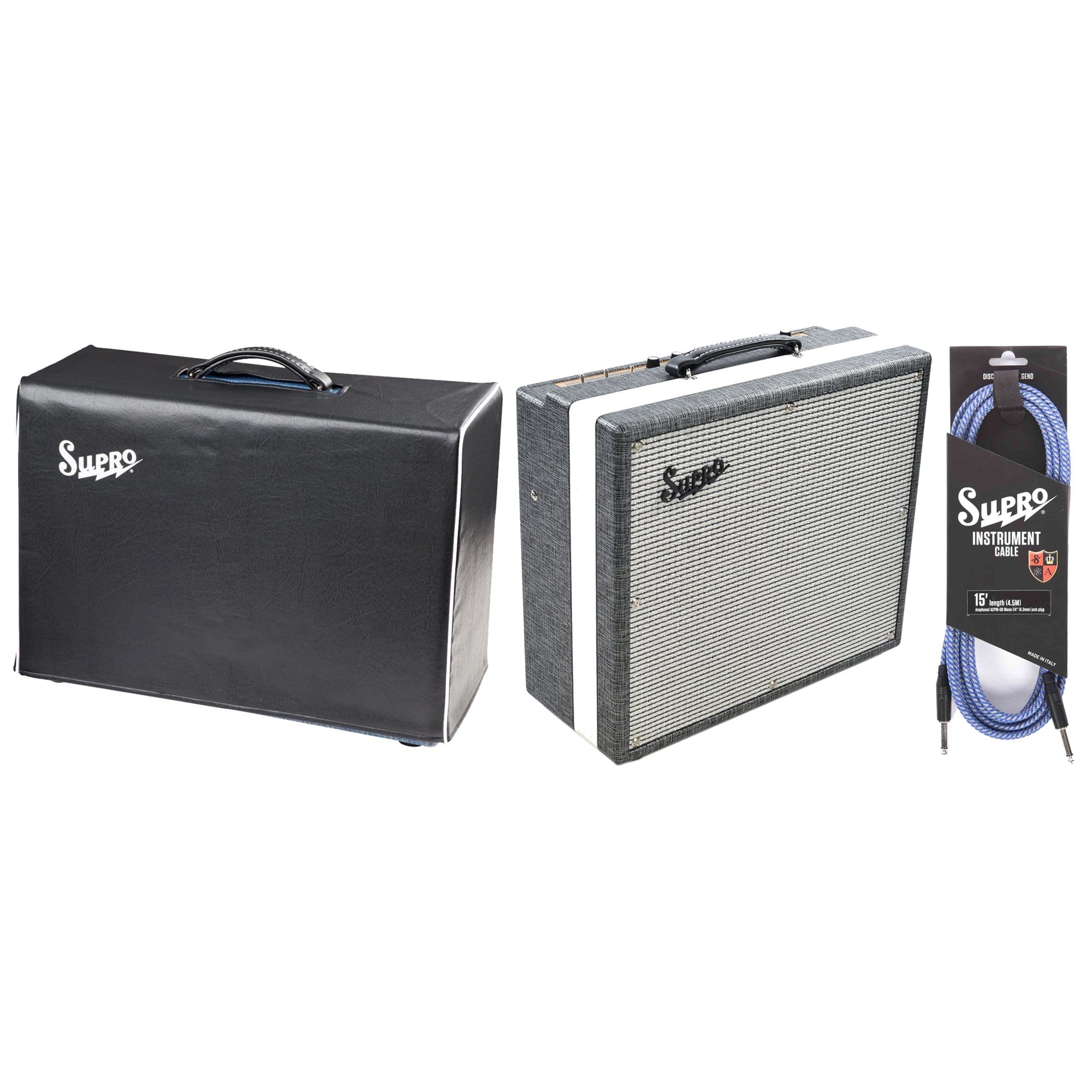 Supro Statesman 2 Channel 50 Watt Combo Bundle w/ Supro Amp Cover and 15' Instrument Cable Amps / Guitar Combos