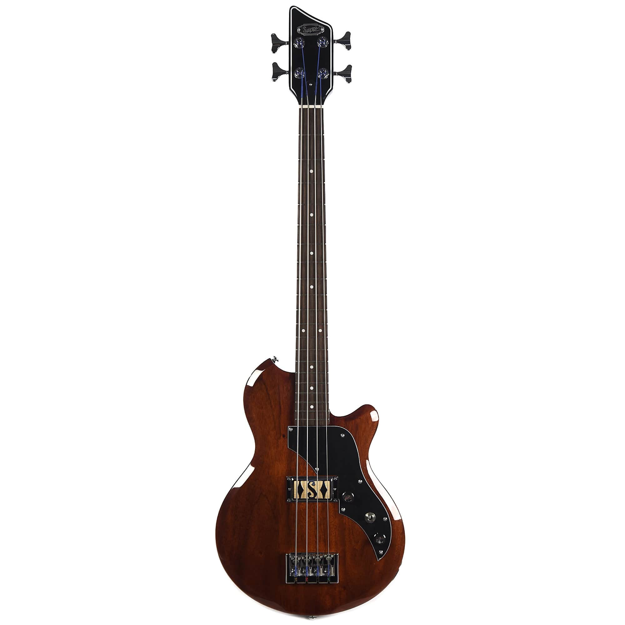 Supro Huntington I Bass Natural Mahogany w/Piezo Bundle w/ Supro 15' Instrument Cable and Gig Bag Bass Guitars / 4-String
