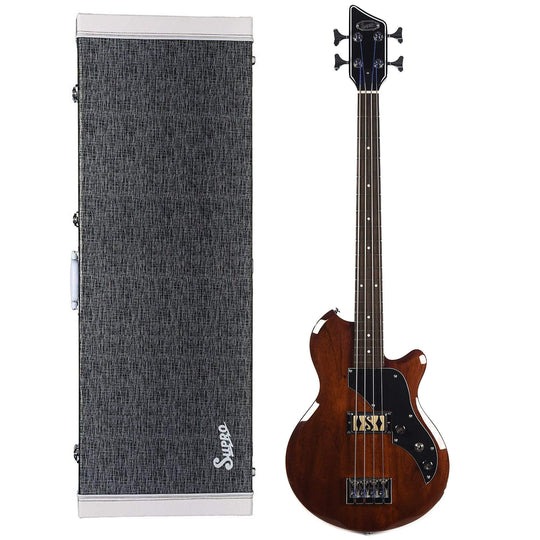 Supro Huntington I Bass Natural Mahogany w/Piezo Bundle w/ Supro Hardshell Case Bass Guitars / 4-String