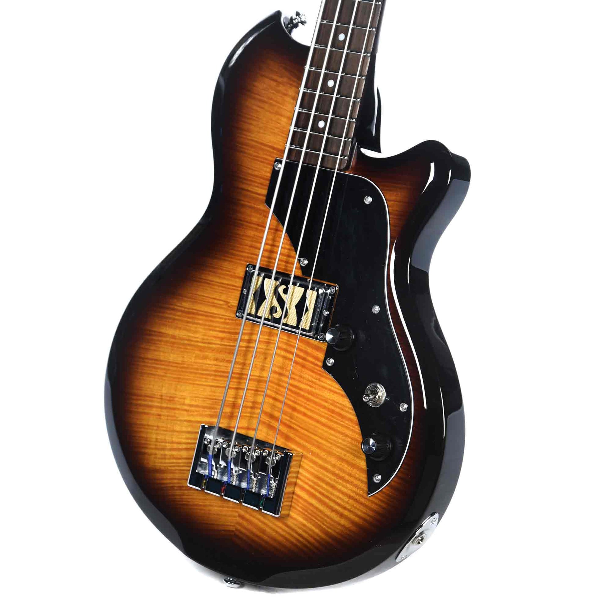 Supro Huntington I Bass Tobacco Sunburst w/Piezo Bundle w/ Supro 15' Instrument Cable and Gig Bag Bass Guitars / 4-String