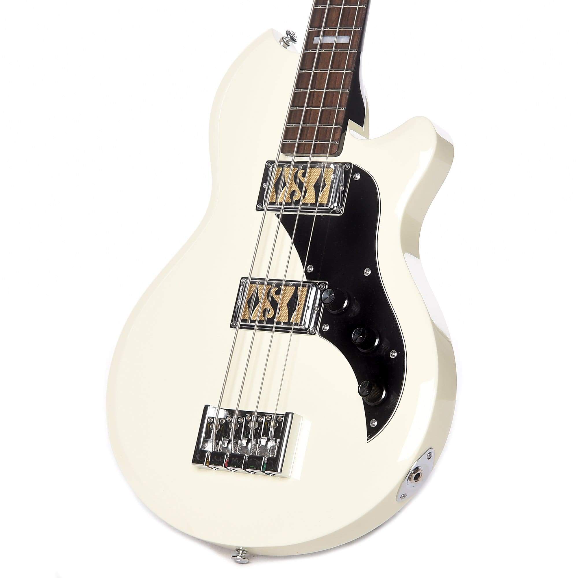 Supro Huntington II Bass Antique White Bundle w/ Supro 15' Instrument Cable and Gig Bag Bass Guitars / 4-String