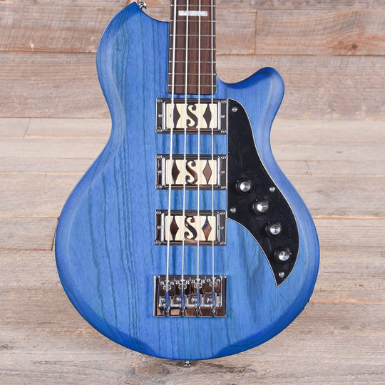Supro Huntington III Bass Transparent Blue Ash w/Piezo Bass Guitars / Short Scale