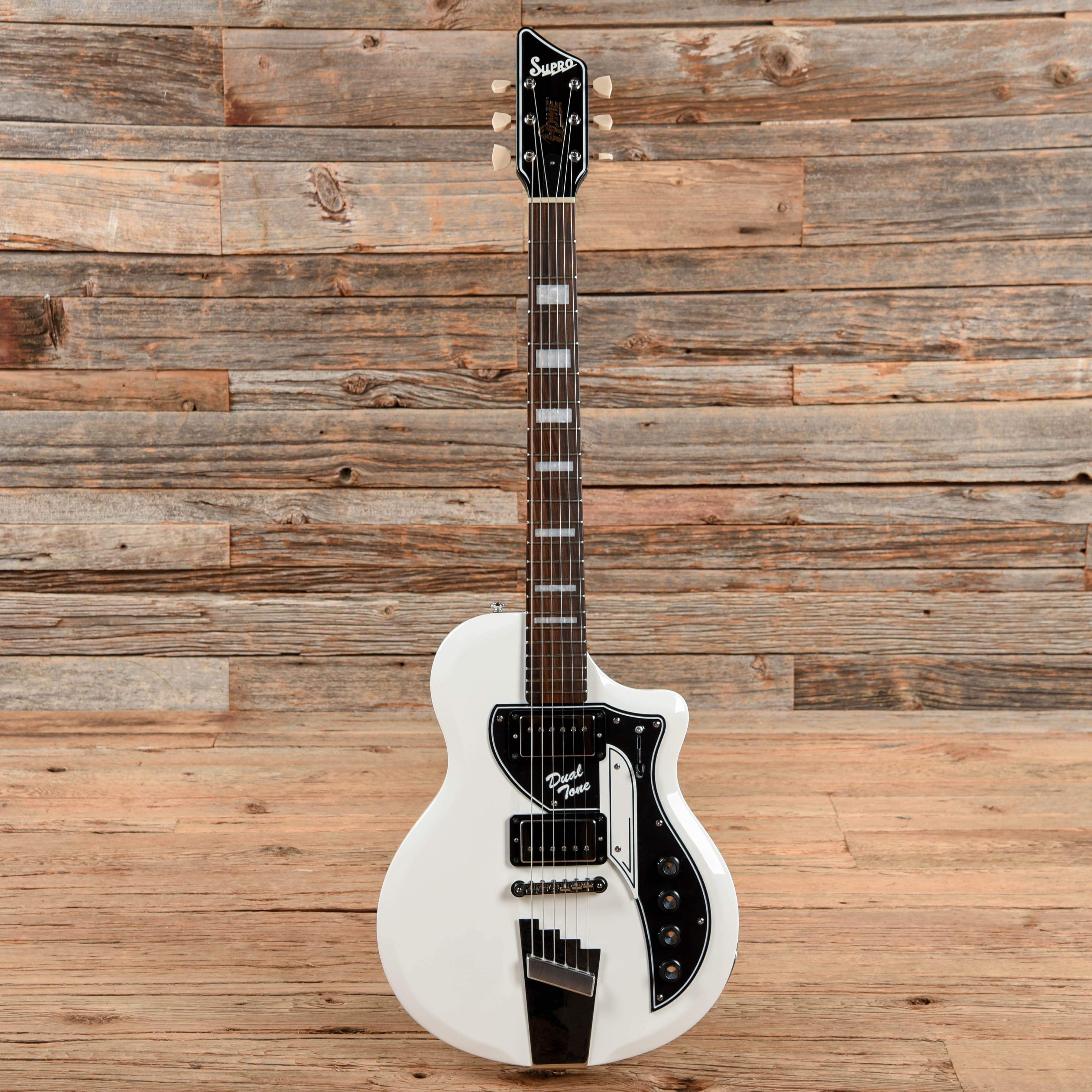 Supro 1224DBHT Limited Edition David Bowie 1961 Dual Tone Hardtail White Electric Guitars / Solid Body