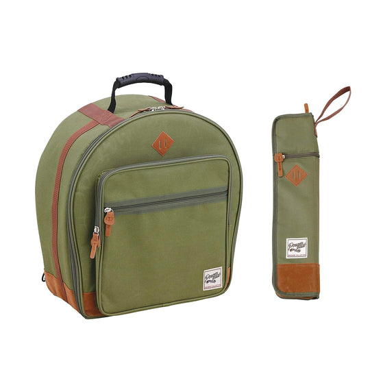 Tama Powerpad Designer 6.5x14 Snare Drum Bag and Compact Stick Bag Moss Green Bundle Drums and Percussion / Parts and Accessories / Cases and Bags