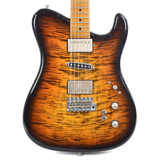 Tausch 665 Raw Deluxe Figured Maple Aged Antique Sunburst w/Tauschbuckers & Middle Single Coil Electric Guitars / Solid Body
