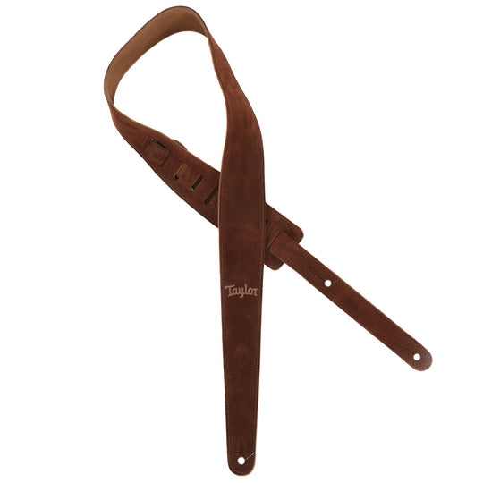 Taylor Guitar Strap Chocolate Embroidered Suede 2.5