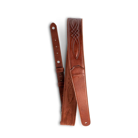 Taylor Vegan Leather Strap Med Brown w/Stitching 2.0” w/Embossed Logo Accessories / Straps