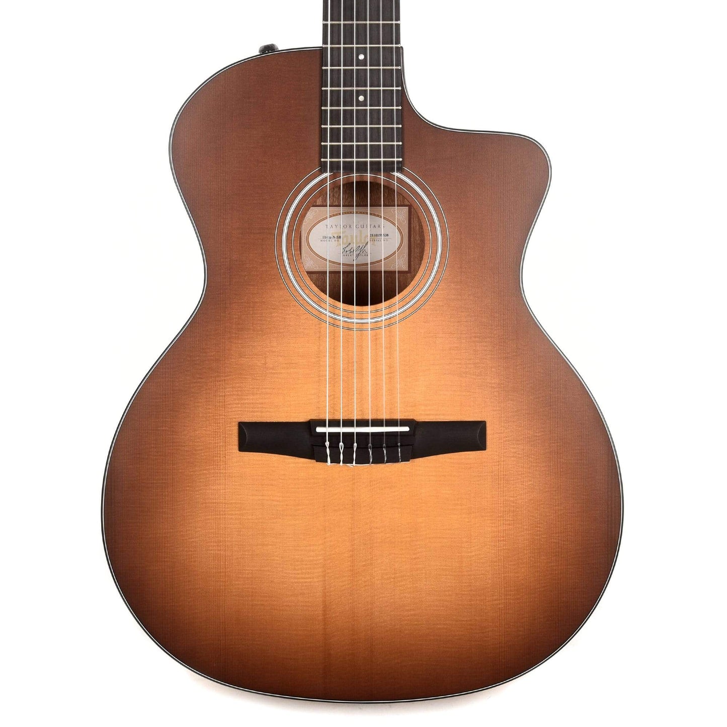 Taylor 114ce-N-SB Grand Auditorium Nylon Sitka/Walnut Satin Sunburst Top Acoustic Guitars / OM and Auditorium