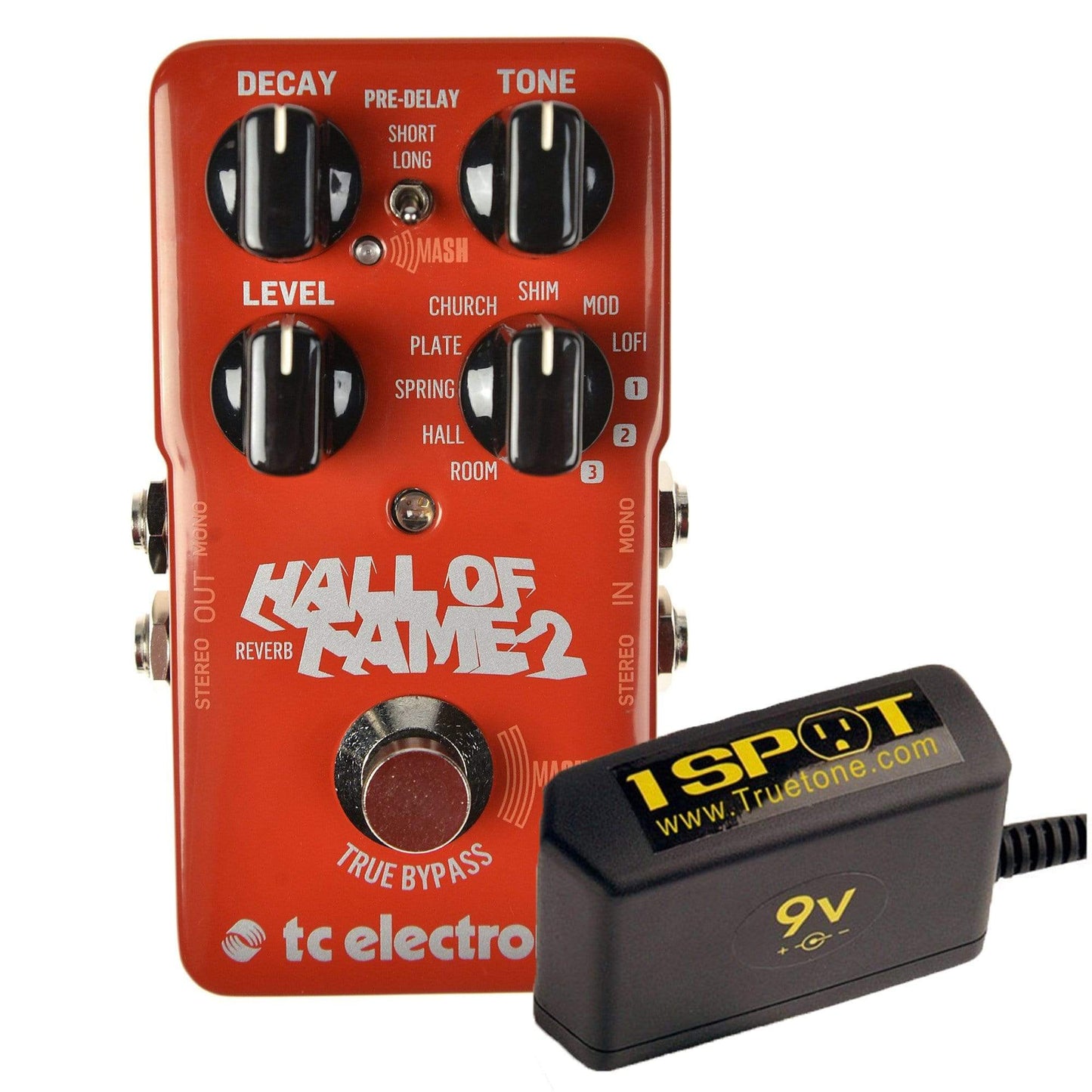 TC Electronic Hall of Fame Reverb v2 Bundle w/ Truetone 1 Spot Space Saving 9v Adapter Effects and Pedals / Reverb