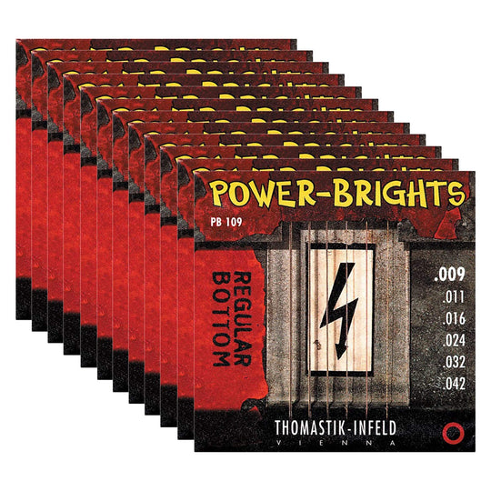 Thomastik PB109 Power Brights Round Wound Light 9-42 12 Pack Bundle Accessories / Strings / Guitar Strings