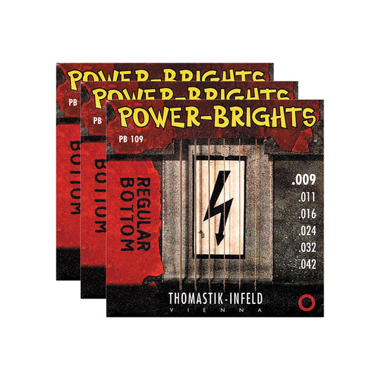 Thomastik PB109 Power Brights Round Wound Light 9-42 3 Pack Bundle Accessories / Strings / Guitar Strings