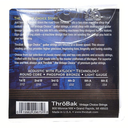 ThroBak Round Wound Phosphor Bronze Round Core Light Acoustic String Set (12-54) Accessories / Strings / Guitar Strings