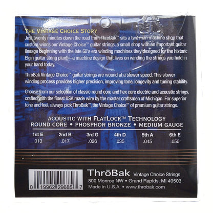 ThroBak Round Wound Phosphor Bronze Round Core Medium Acoustic String Set (13-56) Accessories / Strings / Guitar Strings