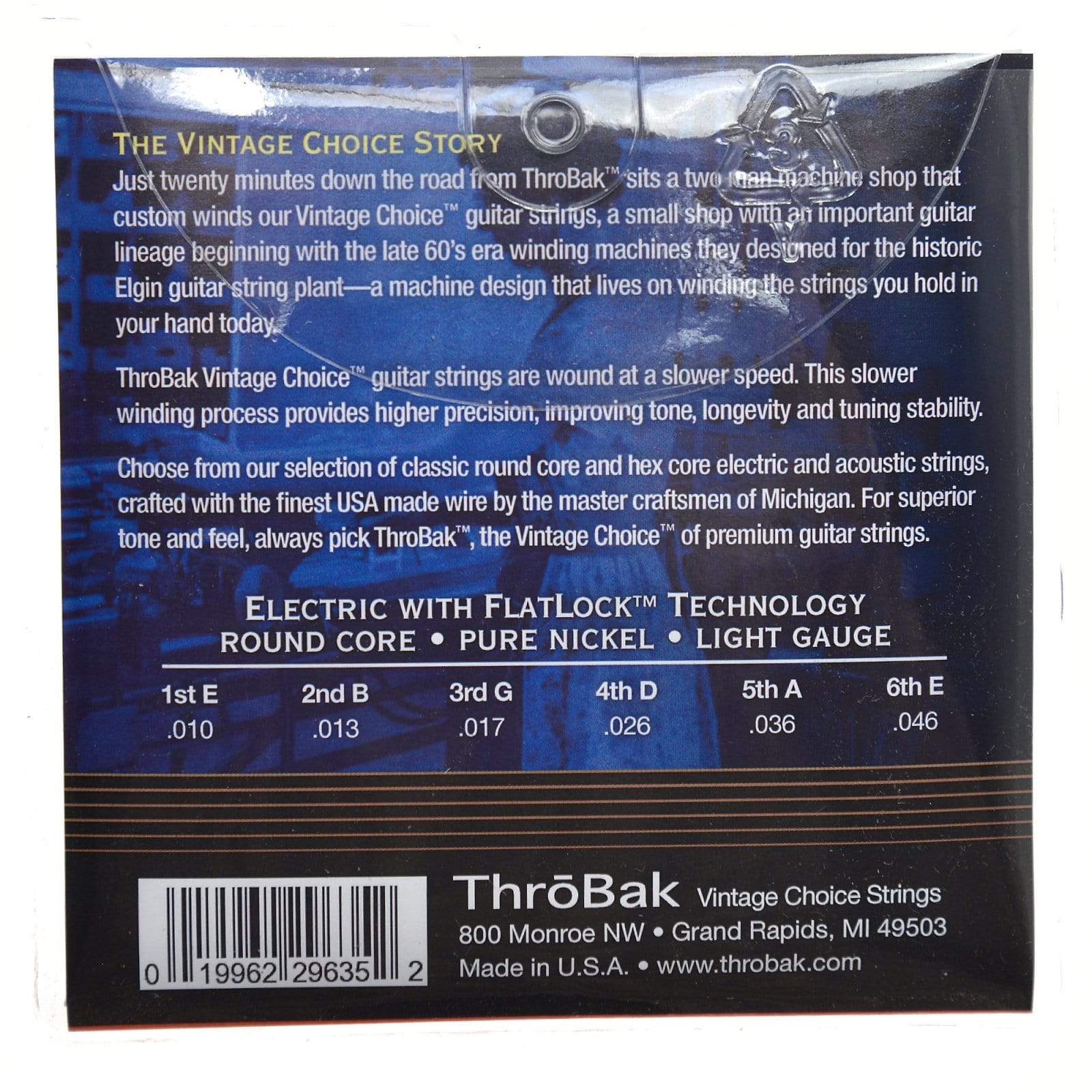 ThroBak Round Wound Pure Nickel Round Core Light Electric String Set (10-46)