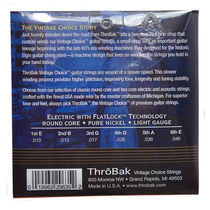 ThroBak Round Wound Pure Nickel Round Core Light Electric String Set (10-46)