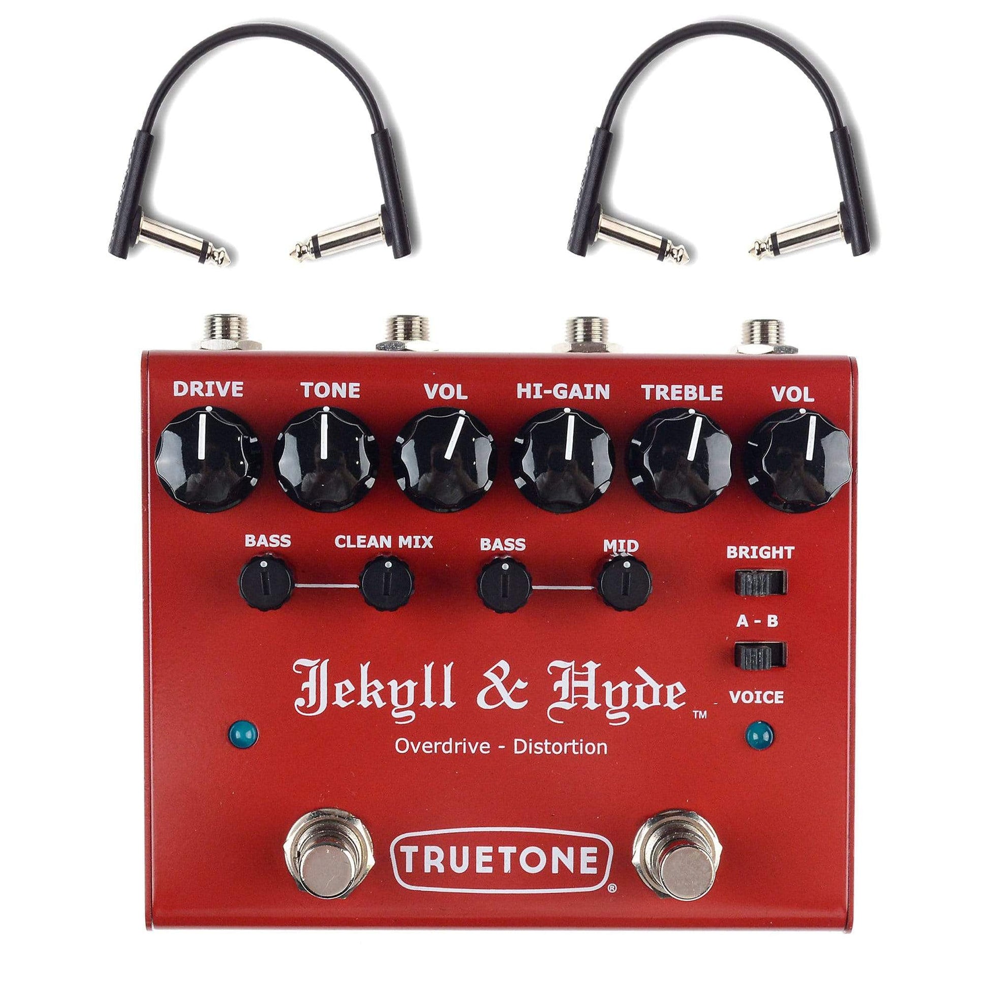 Truetone V3 Jekyll & Hyde Dual Overdrive & Distortion Pedal w/(2) RockBoard Flat Patch Cables Bundle Effects and Pedals / Overdrive and Boost