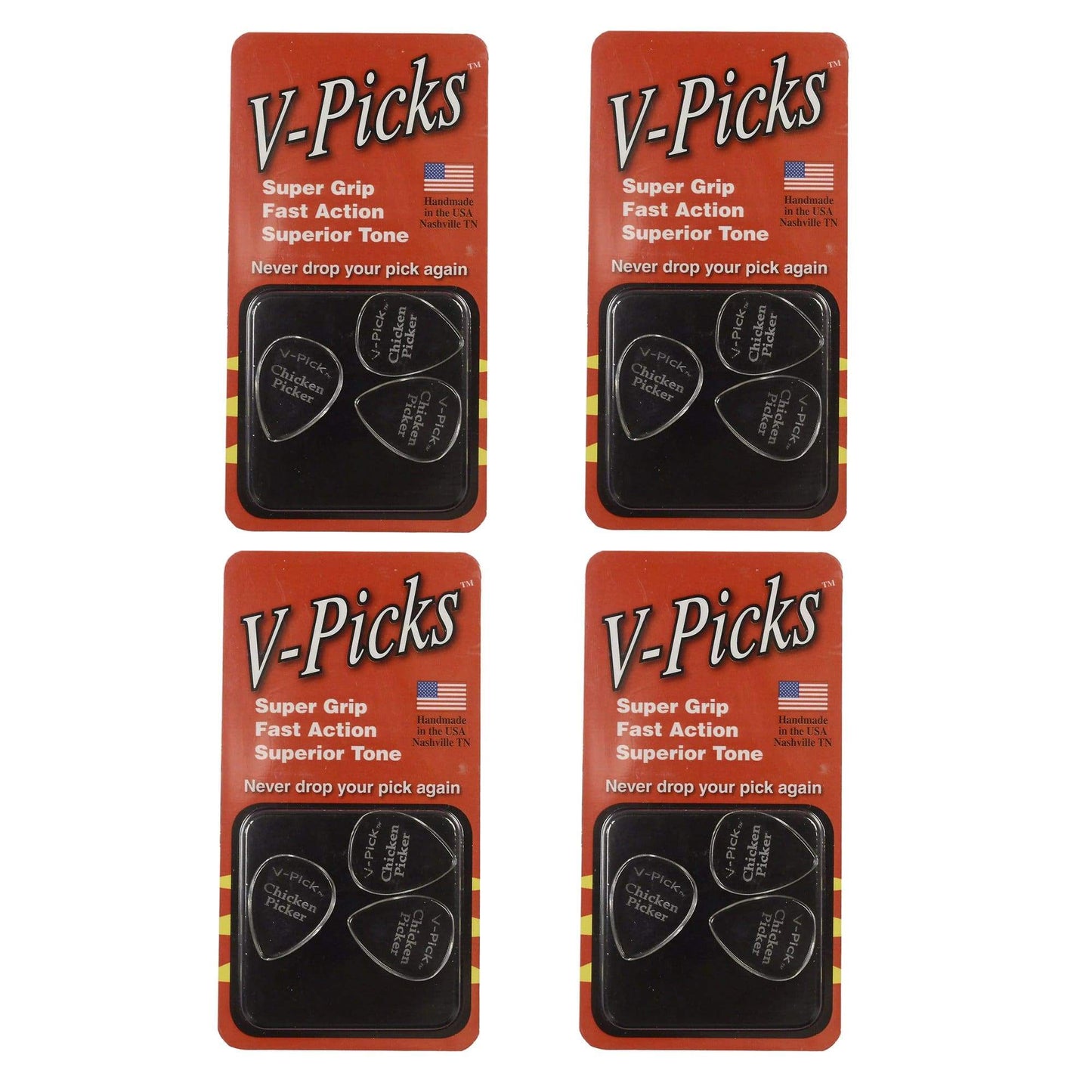 V-Pick Chicken Picker 1.5mm Picks 4 Pack (12) Bundle Accessories / Picks
